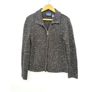 Crazy Horse Sweater Jacket Full Zip Marled Mottled Knit Casual Layering  Size S